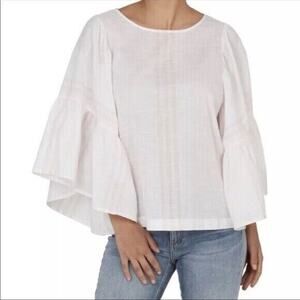Beachlunchlounge BLL Womens XS Cassandra Oversized Bell Sleeve Pink Blouse Top